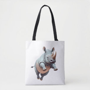 Rhinoceros Happy Playful Fun Jumping In The Air  Tote Bag