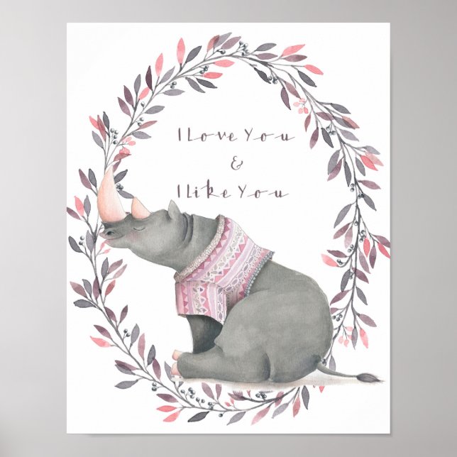 Rhinoceros I love you poster (Front)