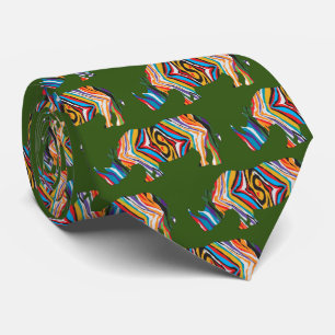 Rhinoceros in a Psychedelic Print Tie