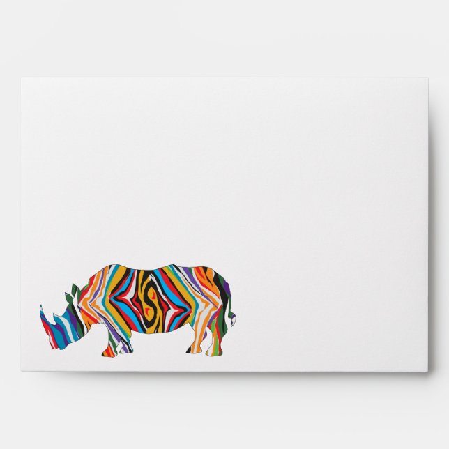 Rhinoceros in a Psychedelic Zebra Pattern Envelope (Front)