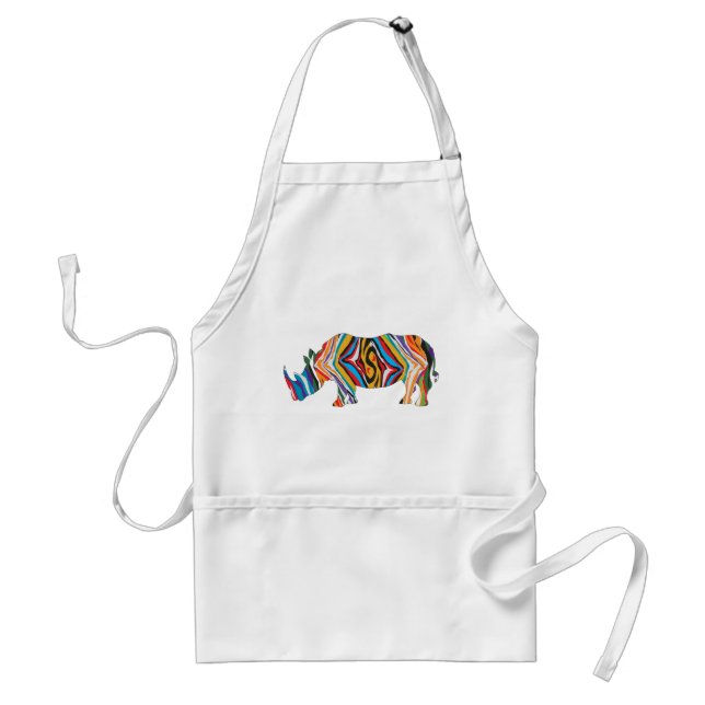 Rhinoceros in a Psychedelic Zebra Pattern Standard Apron (Front)