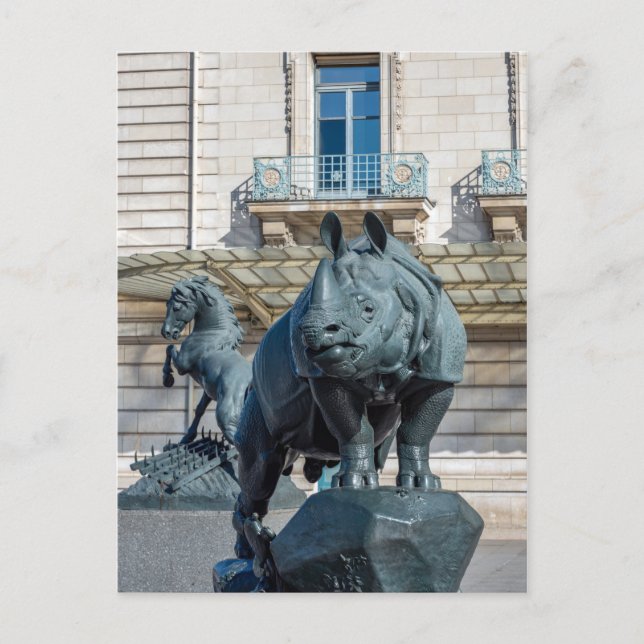 Rhinoceros in front of musee d'Orsay - Paris Postcard (Front)