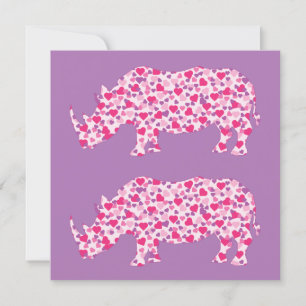 Rhinoceros made in Pink Hearts of Love Invitation