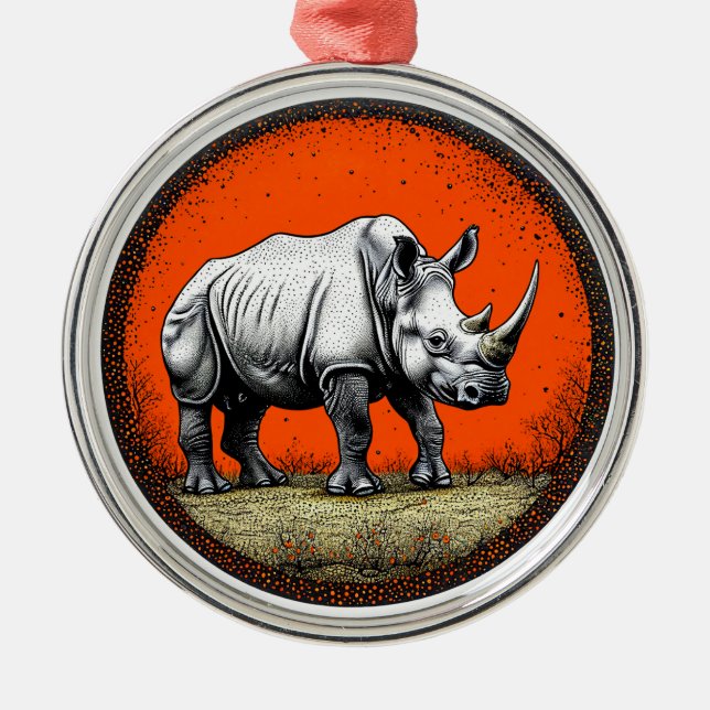 Rhinoceros Metal Tree Decoration (Front)