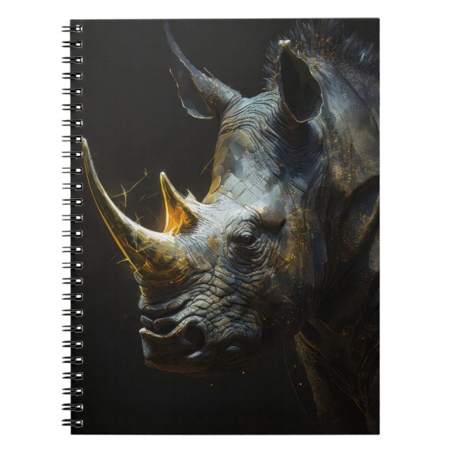 Rhinoceros Portrait Animal Nature Wildlife Spirit Notebook (Front)