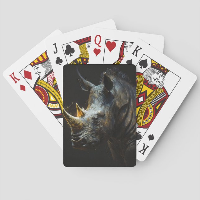 Rhinoceros Portrait Animal Nature Wildlife Spirit Playing Cards (Back)
