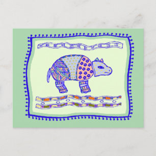 Rhinoceros Quilt Postcard