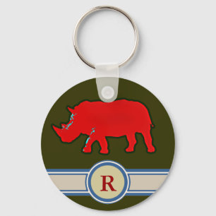 rhinoceros R name letter Key Ring