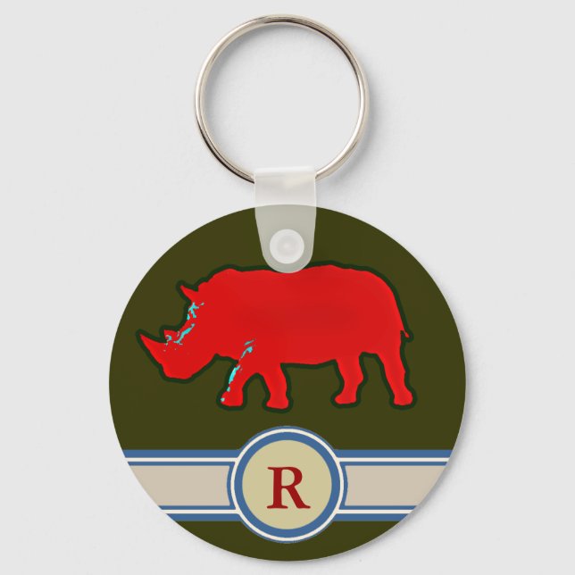 rhinoceros R name letter Key Ring (Front)
