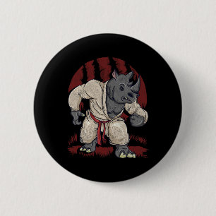 Rhinoceros Rhino Martial Artist Arts Mma Karate Ku 6 Cm Round Badge