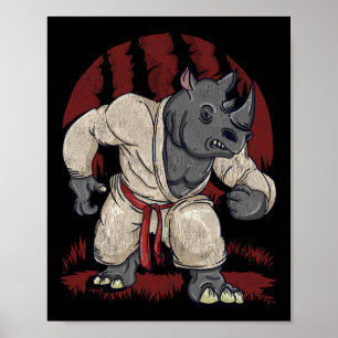 Rhinoceros Rhino Martial Artist Arts Mma Karate Ku Poster