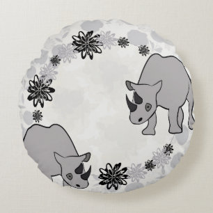 Rhinoceros Round Cushion