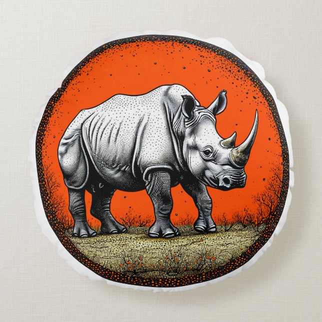 Rhinoceros Round Cushion (Front)