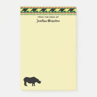 Rhinoceros Safari Weave Pattern Personalised Post-it Notes