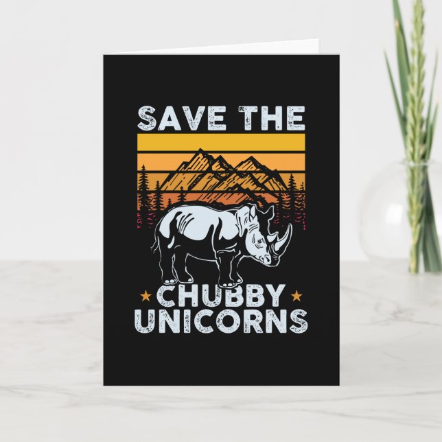 Rhinoceros Save The Chubby Unicorns Card (Front)
