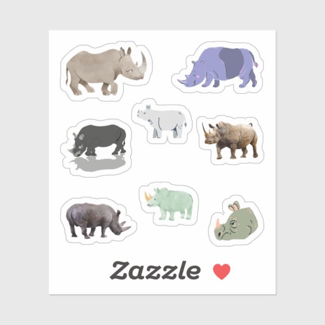 Rhinoceros Stickers (Sheet)