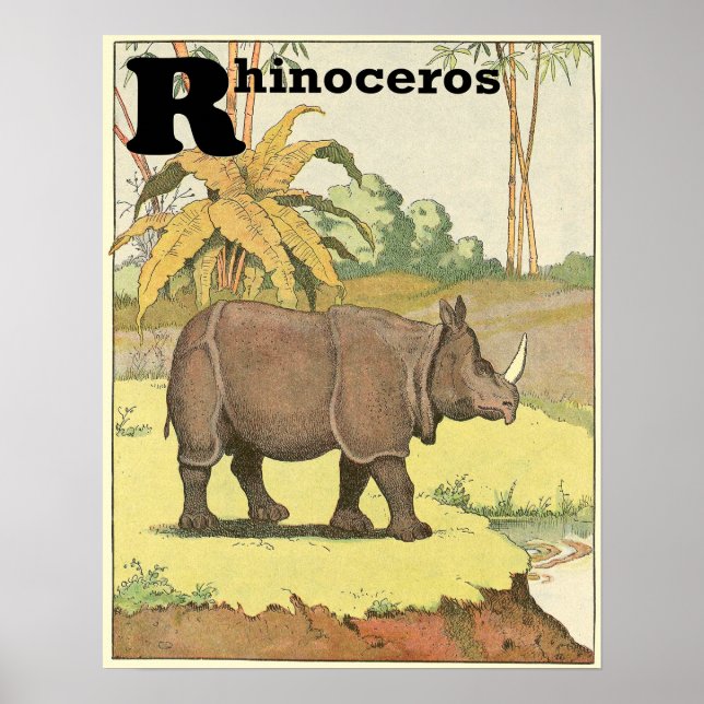 Rhinoceros Storybook Alphabet Poster (Front)