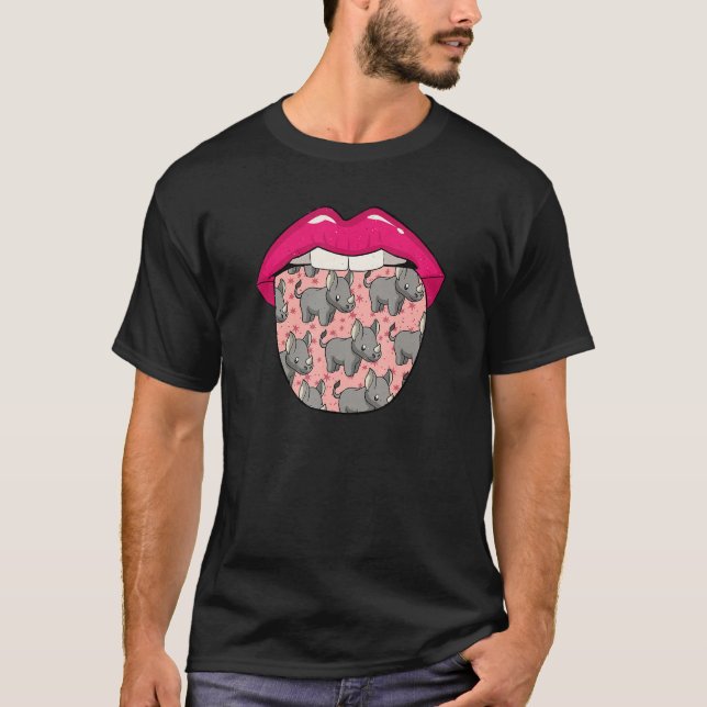Rhinoceros Tongue Wildlife  Animal Rhino T-Shirt (Front)