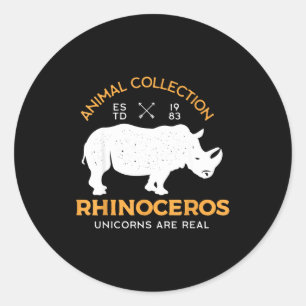 Rhinoceros Unicorns Are Real Funny Animal Classic Round Sticker