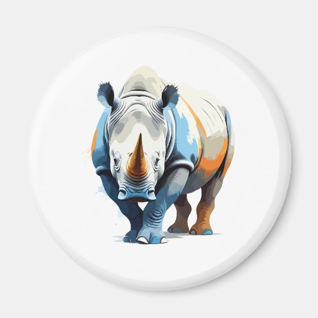 Rhinoceros Vector Art with Vibrant Colours Magnet (Front)