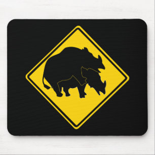 RHINOS CROSSING ROAD SIGN MOUSE PAD