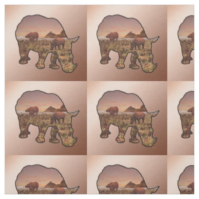 Rhinos In The Valley, Fabric (Swatch)