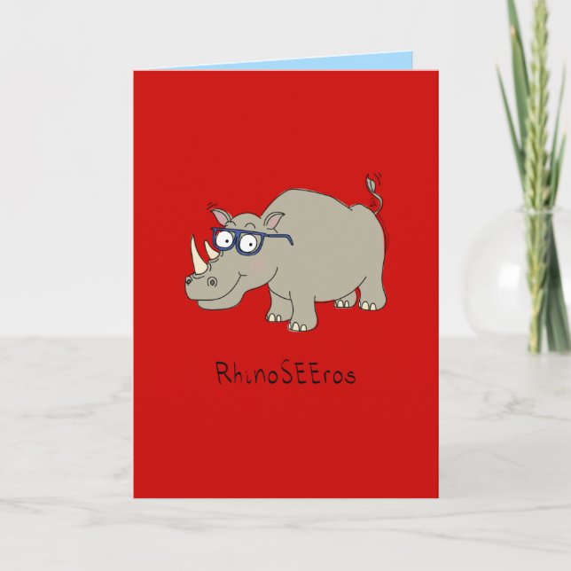 RhinoSEEros - Rhino with Glasses Greeting Card (Front)