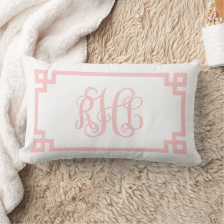 RHL Light Pink Greek Key Script Monogram Lumbar Cushion