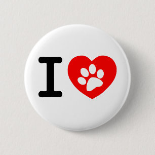 RHLAC RED HEART LOVE ANIMALS CAUSES MOTIVATIONAL 6 CM ROUND BADGE