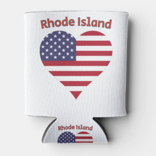 Rhode Island American Flag Heart Can Cooler