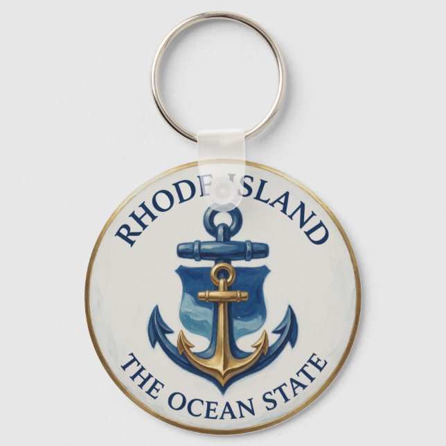 Rhode Island Anchor Emblem ⚓ Key Ring (Front)