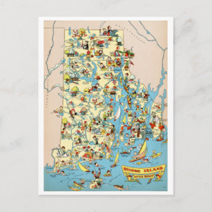 Rhode Island and Providence Plantations Funny Map Postcard