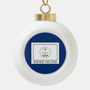 Rhode Island Ceramic Ball Christmas Ornament