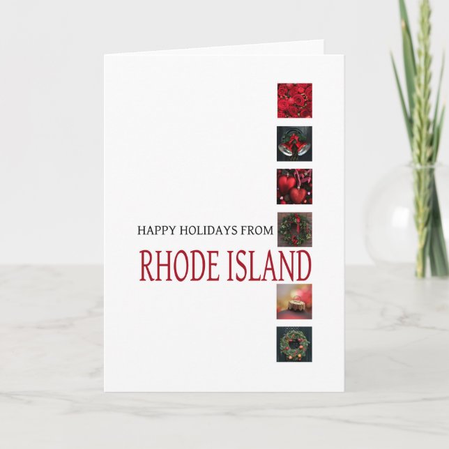 Rhode Island  Christmas Card, state specific Holiday Card (Front)