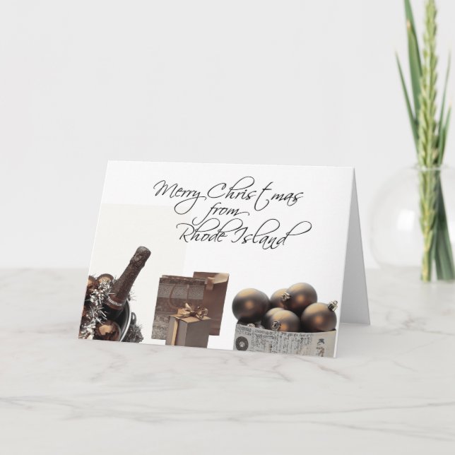 Rhode Island  Christmas Card, state specific Holiday Card (Front)