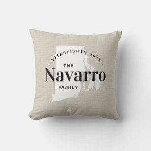 Rhode Island Family Monogram State Throw Pillow