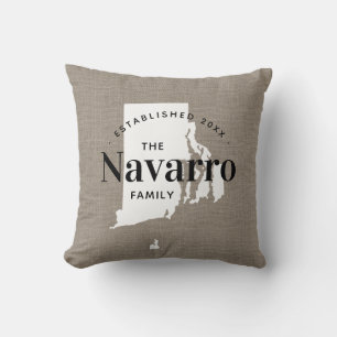 Rhode Island Family Monogram State Throw Pillow