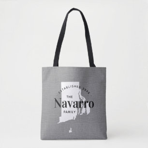 Rhode Island Family Monogram State Tote Bag