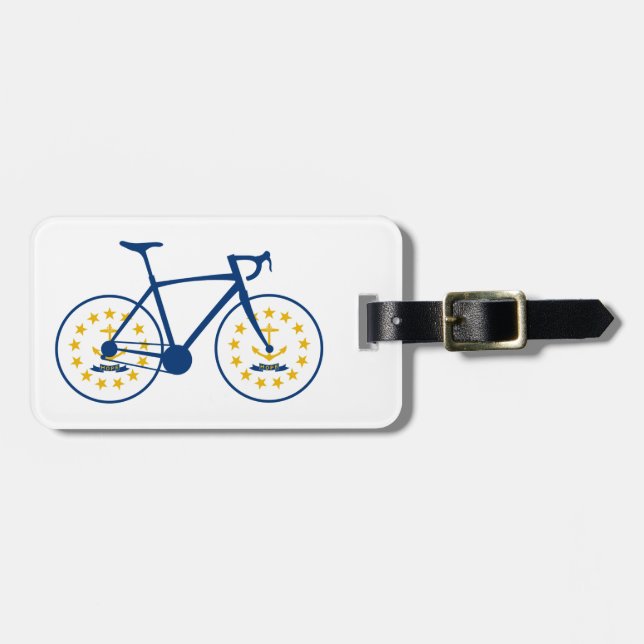Rhode Island Flag Cycling Luggage Tag (Front Horizontal)