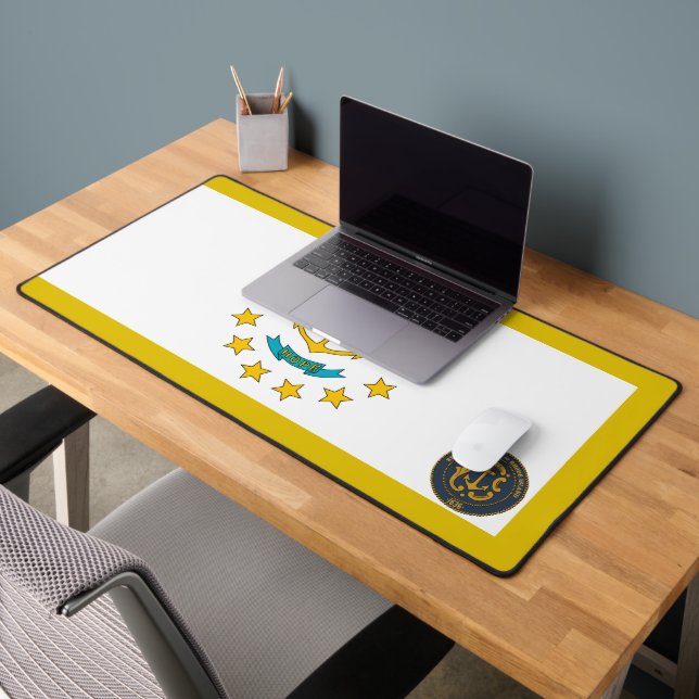 Rhode Island flag-Seal Desk Mat (Office 2)