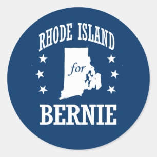 RHODE ISLAND FOR BERNIE SANDERS CLASSIC ROUND STICKER