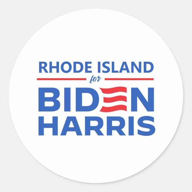 Rhode Island for Biden Harris Classic Round Sticker (Front)