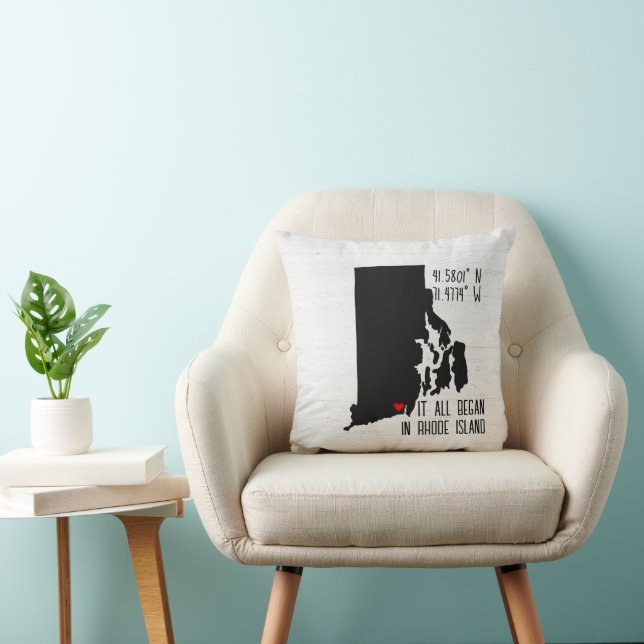 Rhode Island GPS Coordinates with Heart Cushion (Chair)