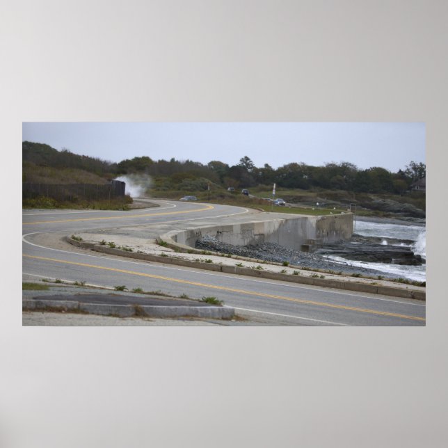 Rhode Island Highway by Ocean Poster (Front)