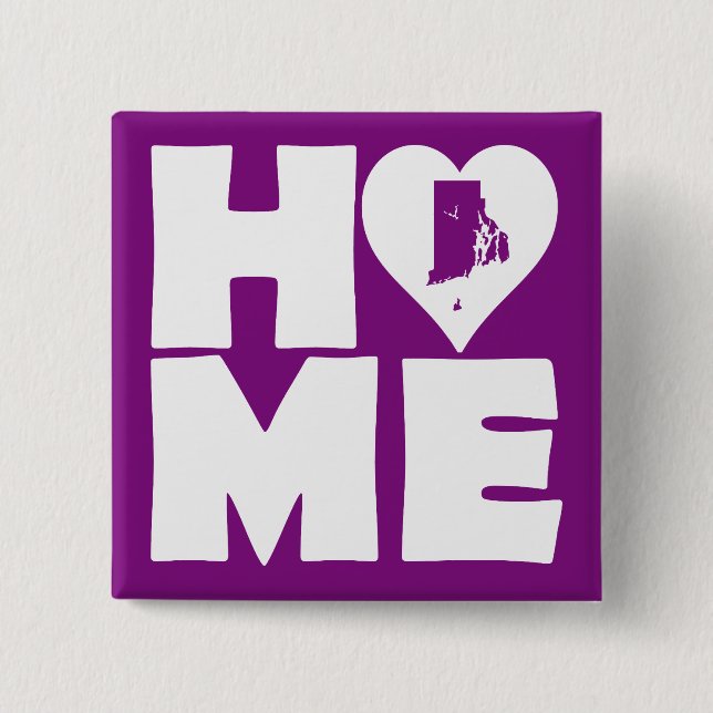 Rhode Island Home Heart State Button Badge Pin (Front)