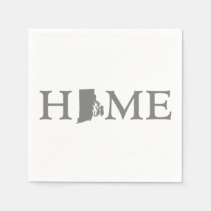 Rhode Island Home State Grey Word Art Paper Party Napkin