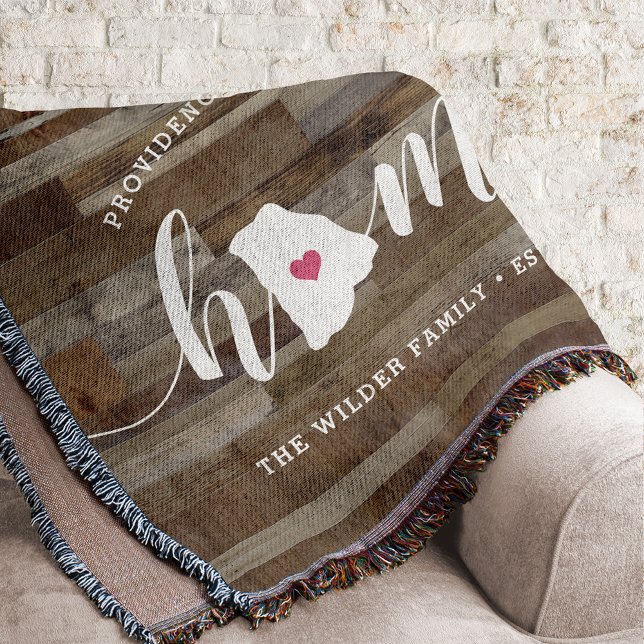 Rhode Island Home State Personalized Wood Look Throw Blanket (Creator Uploaded)