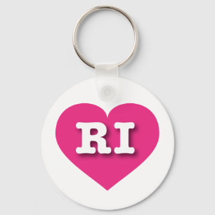 Rhode Island Hot Pink Heart - I love RI Key Ring