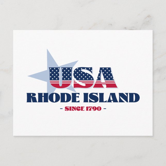 Rhode Island in Red, White, and Blue Postcard (Front)