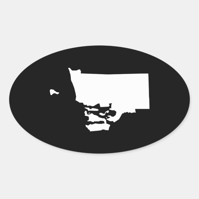 Rhode Island in White and Black Oval Sticker (Front)